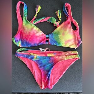 Becca by Rebecca Virtues tie dye reversible bikini size small